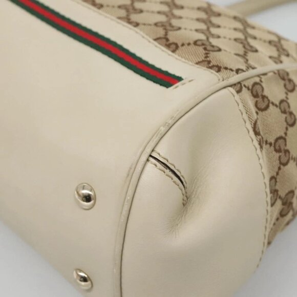 GUCCI GG Canvas Web Sherry Line Hand Bag 2way Beige Gold 269894 Auth BA2226 - Picture 4 of 16